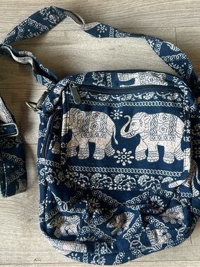 Navy Elephant Print Crossbody Bag